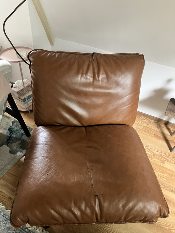Zuiver Lazy Sack cognackleurige stoel en hocker – Fauteuils, Polyester (photo 4 of 9)