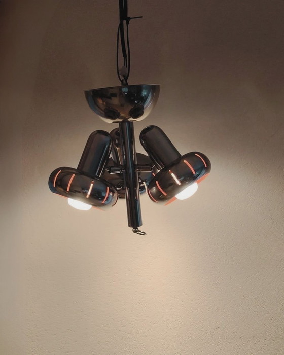 Space Age Pendant Lamp 70s – Massive, Chrome (photo 5 of 5)