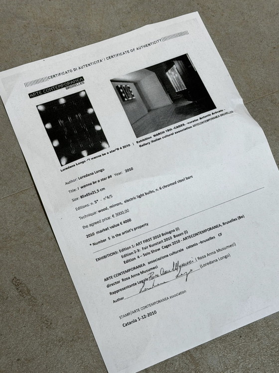 Vintage lichtkunstwerk / spiegelsculptuur van Loredana Longo – “I Wanna Be a Star #4” (2010) – met certificaat (photo 3 of 5)