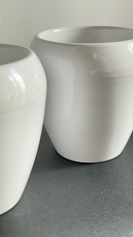 Image 1 of Pair of White Ceramic Candlesticks