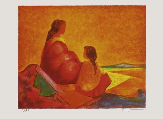 Image 1 of Mario VARGAS Famille indienne Litografia firmata 1985