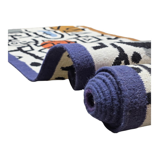 Image 1 of Tapis tissé en laine et coton style Paul Klee : Tapis Rich Harbour Gallery (80x415cm)