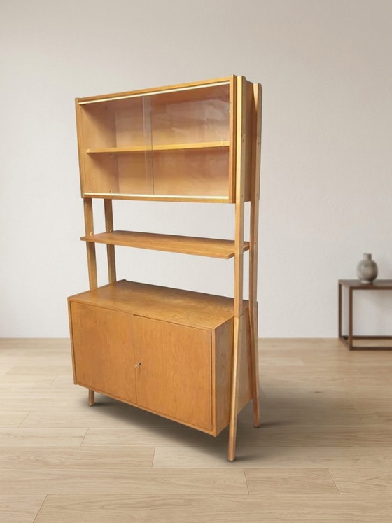 Image 1 of Wall Shelf Bookcase by František Jirák for Tatra Nábytok, Mid Century Teak Veneer Storage Cabinet, 1960s, Czechoslovakia
