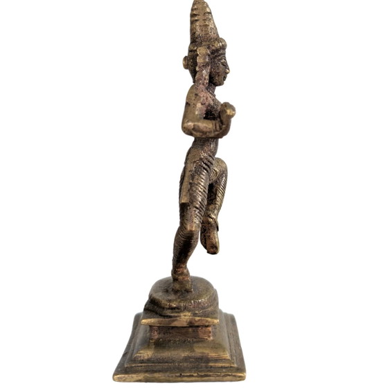Antique Bronze Indian Dancing Goddess (Parvati) – Hand-cast – 14 cm – Sculpture (photo 3 of 9)