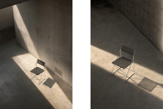 Image 1 of Vintage minimalistische metalen X-Line stoelen van Niels Jørgen Haugesen voor Hybodan, jaren 70, set van 4