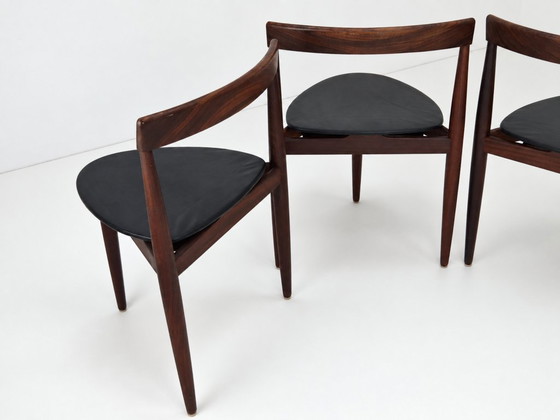Roundette Teak Dining Chairs By Hans Olsen For Frem Rojle, 1960s Set Of 4 – Leather, Wood (photo 6 of 16)