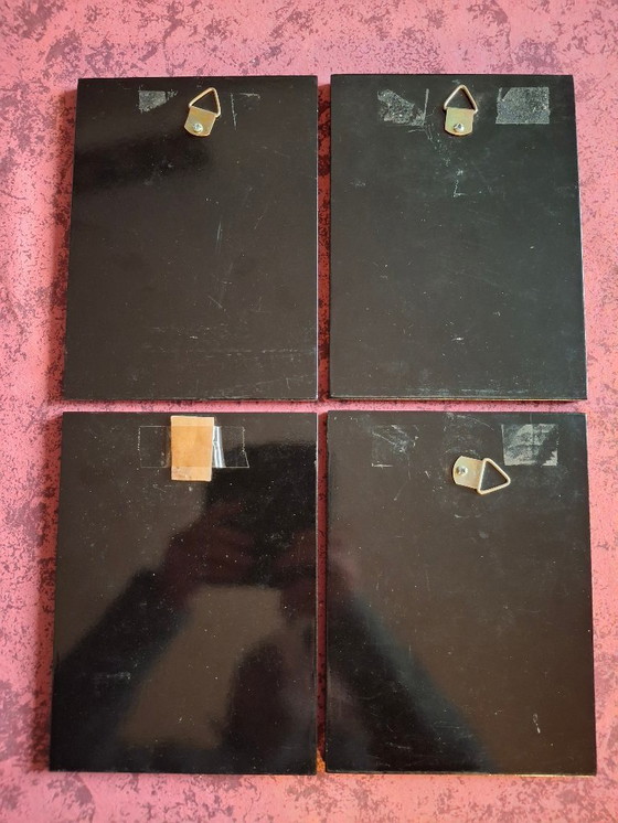 Image 1 of Lot de 4 tableaux peints à la main et laqués Tintin