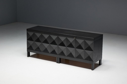 Credenza brutalista De Coene in rovere tinto, Belgio, anni '70