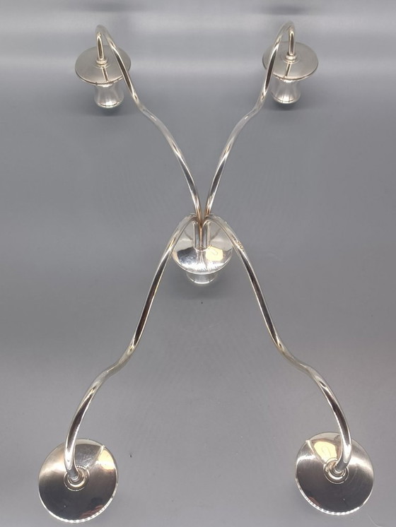 Image 1 of Candelabro a cinque bracci in metallo argentato, punzonato