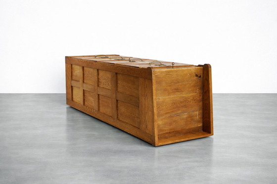 Image 1 of Mobiletto portadocumenti vintage industriale in rovere inglese con cassetti, anni '20