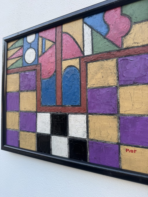 Colorful Geometric Abstract Painting – schilderijen tekeningen, Paper (photo 2 of 10)