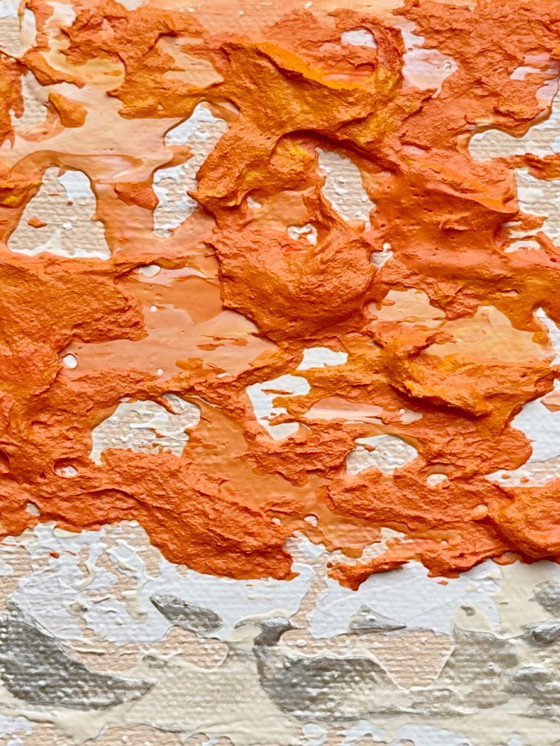 Image 1 of Dipinto astratto VOLT Mandarin Pie – opera d'arte moderna originale 18×24 cm