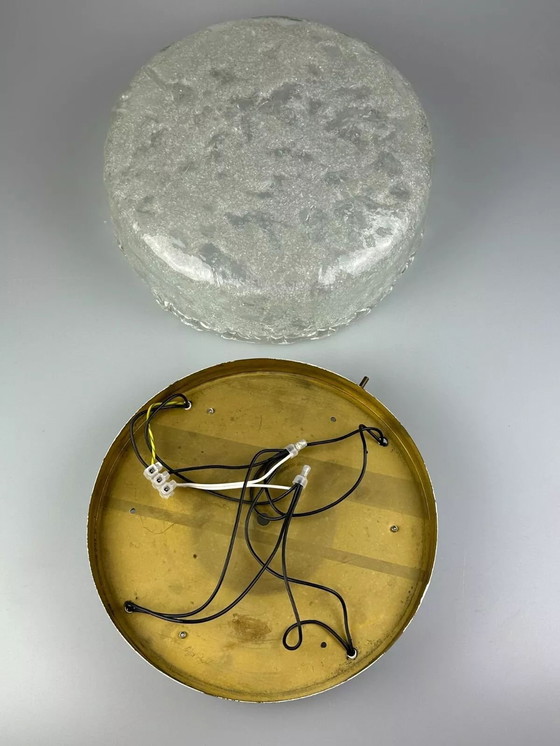 Image 1 of Lampada da soffitto anni '60 e '70 Plafoniera a filo in vetro ghiacciato Hillebrand Germania