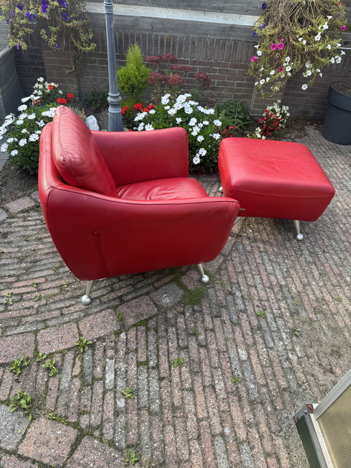 Nicoletti fauteuil met hocker in Italiaans design