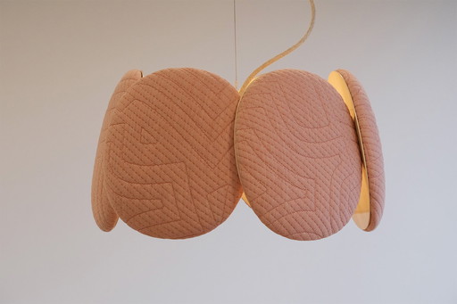 Bogaerts Blossom Lampe in Beige Rahmen mit rosa Febrik 3d Stoff