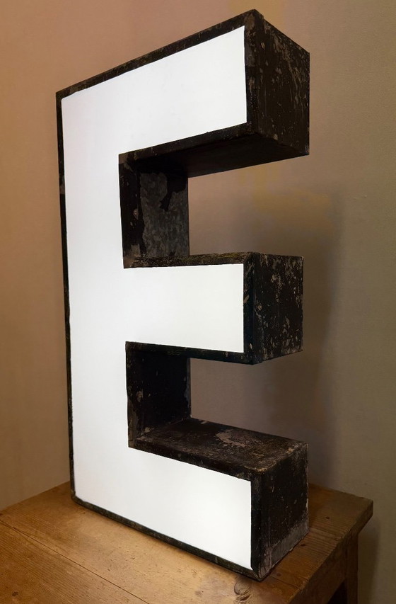 Image 1 of Large Vintage Illuminated Advertising Letter E , 1960s