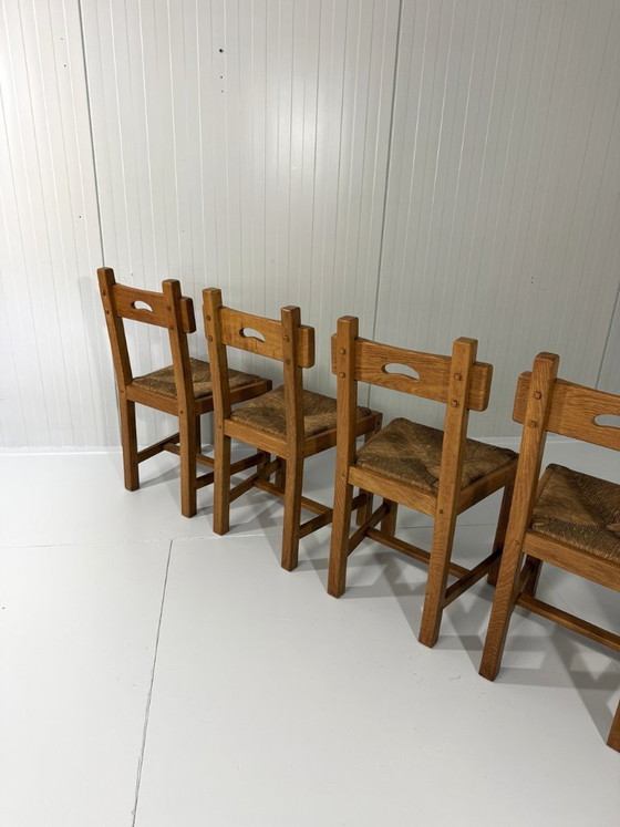 6 X Rustieke Blonde Eiken Eetkamerstoelen 1960's – Wicker (photo 21 of 22)