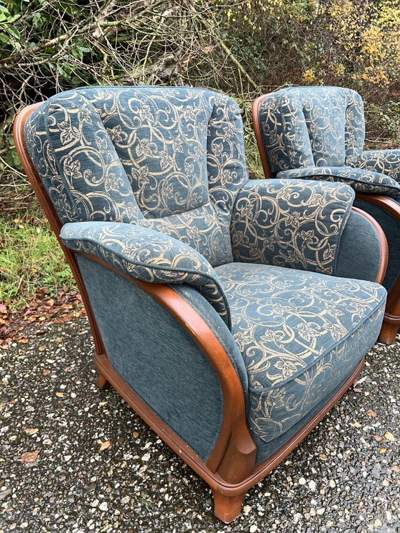 Image 1 of 2 kersenhouten jugendstil fauteuils 