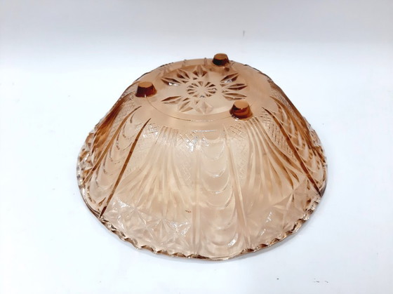 Image 1 of Vintage pastelkleurige theeglazen ovale fruitschaal met voet