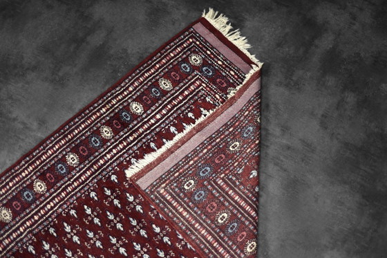 Image 1 of Tappeto orientale Bokhara rosso vintage tessuto a mano, anni '60