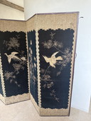 Antique Chinese embroidered chinoiserie folding screen ca. 1885
