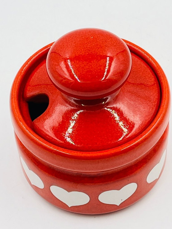Image 1 of Vintage Waechtersbach mosterdpot met hartdecoratie