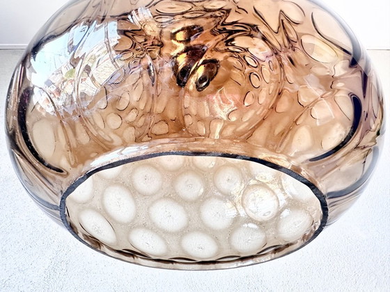 Image 1 of Vintage smoked glass pendant lamp