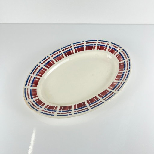 Ovale schaal van Badonviller, "Scottish" patroon, Art Deco, 1930