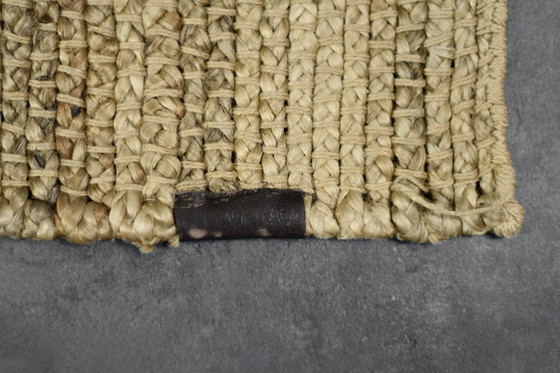 Image 1 of Vintage Indiaas natuurlijk bruin platgeweven jute tapijt, jaren 70