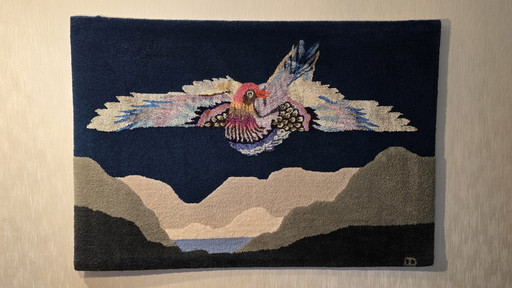 Brigitte Doerge Arte Manuale Blauer Simurgh Limitato – wanddecoratie, Wool, Silk