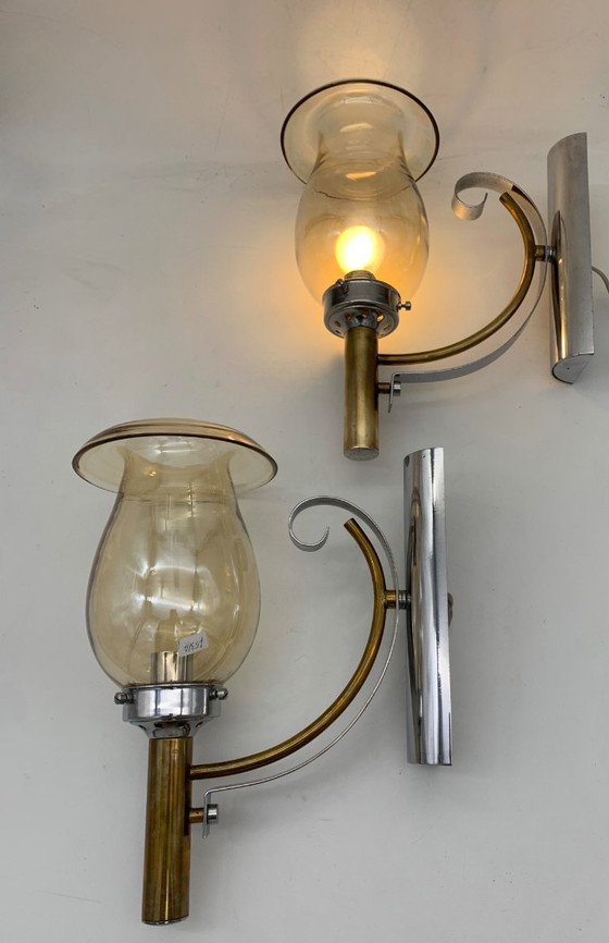 Image 1 of coppia lampade da parete, applique attribuite a Seguso made in italy 1970