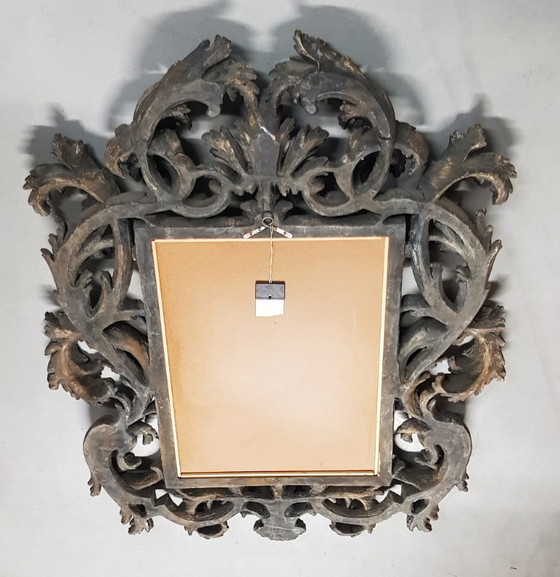 Image 1 of Miroir italien Chelini sculpté à la main dans un cadre en bois magnifiquement sculpté