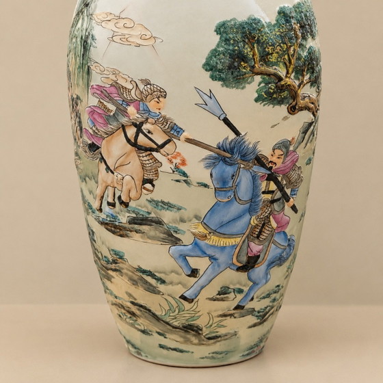 Beautiful XL Chinese Floor Vase (102 cm) with Tactile Relief, asian vases from Holland, Decorative Objects (photo 4 of 9)