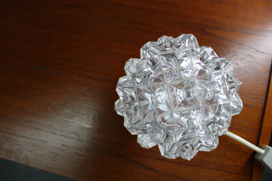 Image 1 of Mid Century Czech Crystal Glass Table Lamp, 1970s Chrome Base