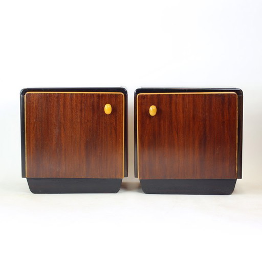 Nachtkastjes met glazen blad uit het midden van de 20e eeuw, Tsjechoslowakije, jaren 60.