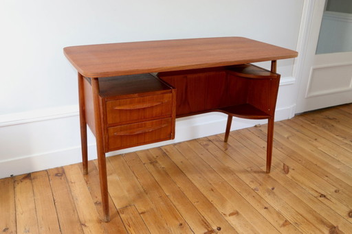 Small Scandinavian teak desk Gunnar Nielsen for Tibergaard 1960