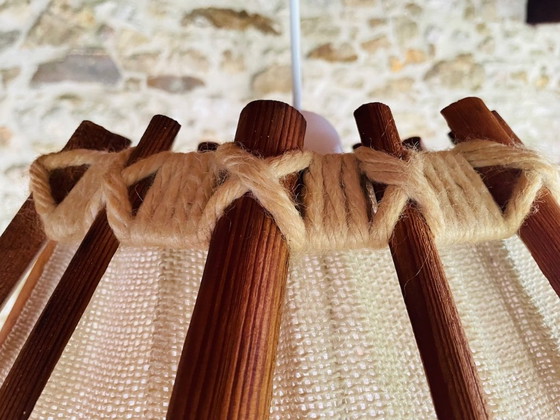 Image 1 of Suspension en bois et jute, style scandinave vintage, années 1960