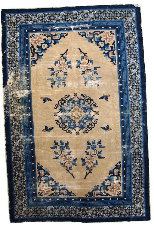 Tapis chinois ancien de Pékin, fait main, 128 cm x 195 cm (4,2 pi x 6,3 pi), 1880 - 1C275