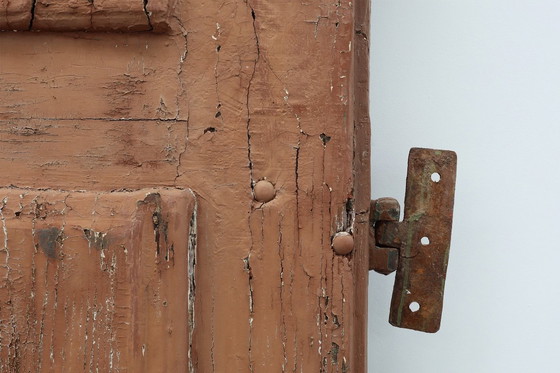 Image 1 of Grote 17e-eeuwse kloosterdeuren in terracotta gelakt eikenhout, Portugal