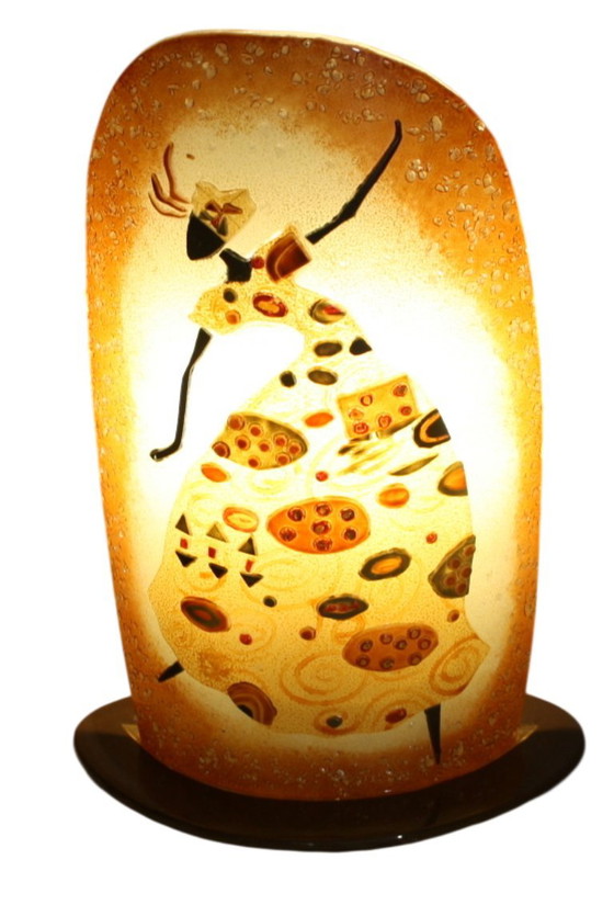 Exclusieve design glazen lamp / kunstglazen lamp – handgemaakt – ca. 45 × 32 cm – Tafellampen, Glass (photo 5 of 8)