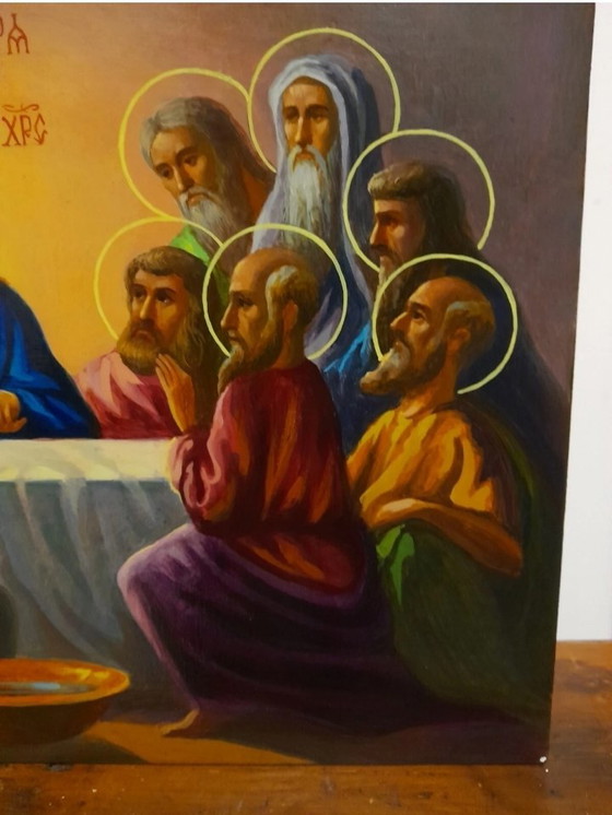 Image 1 of Handgeschilderd icoon "Het Laatste Avondmaal van Jezus"