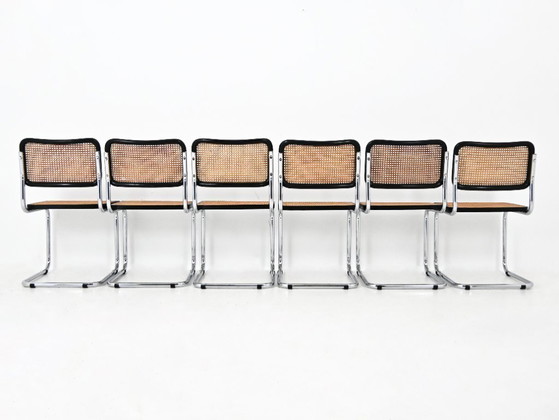 Image 1 of Eetkamerstoelen stijl B32 van Marcel Breuer, set van 6