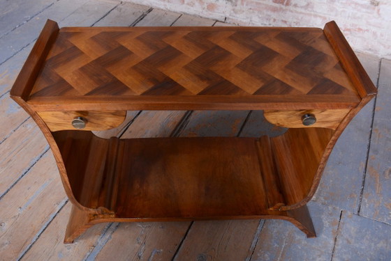 Restored Art Deco Side Table, Walnut, Revived Polish, France, 1920s – Metal, Wood (photo 11 of 15)
