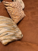 Designer chaise longue sofa in caramel brown – modern statement piece