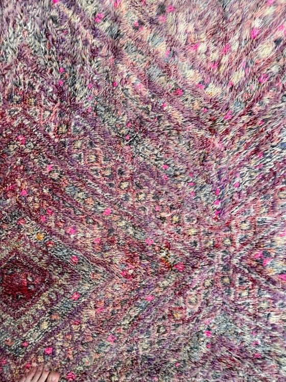 Image 1 of Boujad tapijt 210x390 cm – Vintage Marokkaans tapijt – Groot handgemaakt wollen vloerkleed