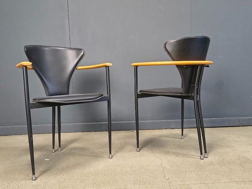 Vintage leren fauteuils van Arrben Italy, jaren 80 - set van 8