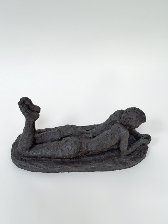 Image 1 of Yolande Ide (1931) - Terracotta Sculpture: “A Lying Woman”