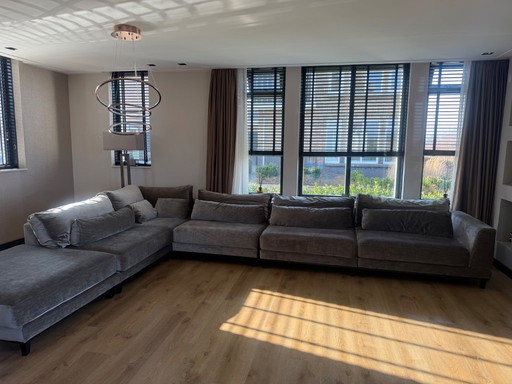 Magnifique grand canapé d'angle gris-vert