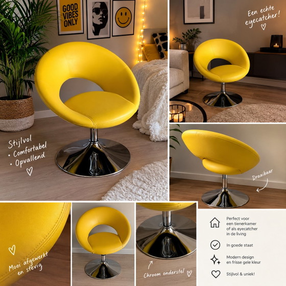 Fauteuil rétro, petite chaise – Chaises pivotantes, Chrome, Skai (photo 3 of 5)