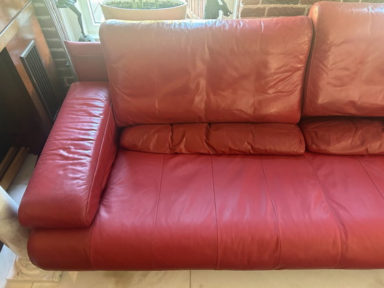 Rolf Benz 6500 Driezitsbank Rood Leer – 3-5 zitsbanken, Leather, rvs (photo 3 of 15)